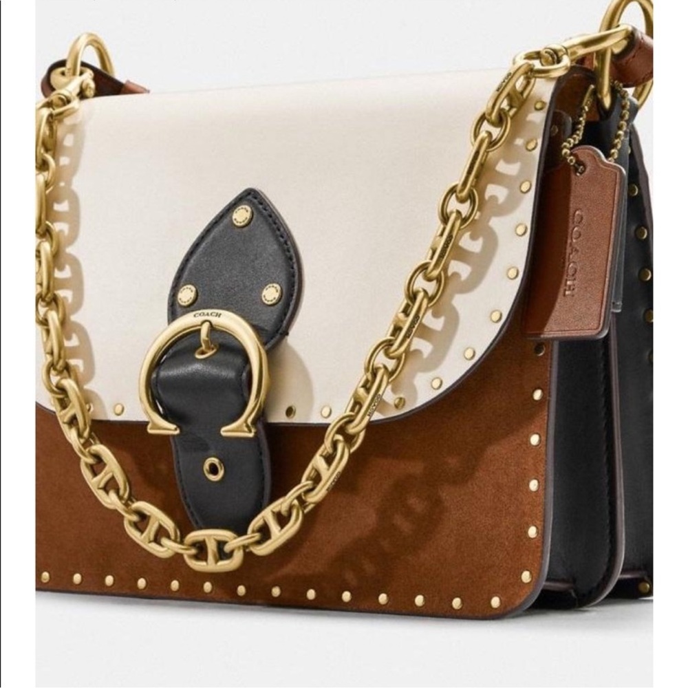 Coach Brown and Cream Shoulder Bag
